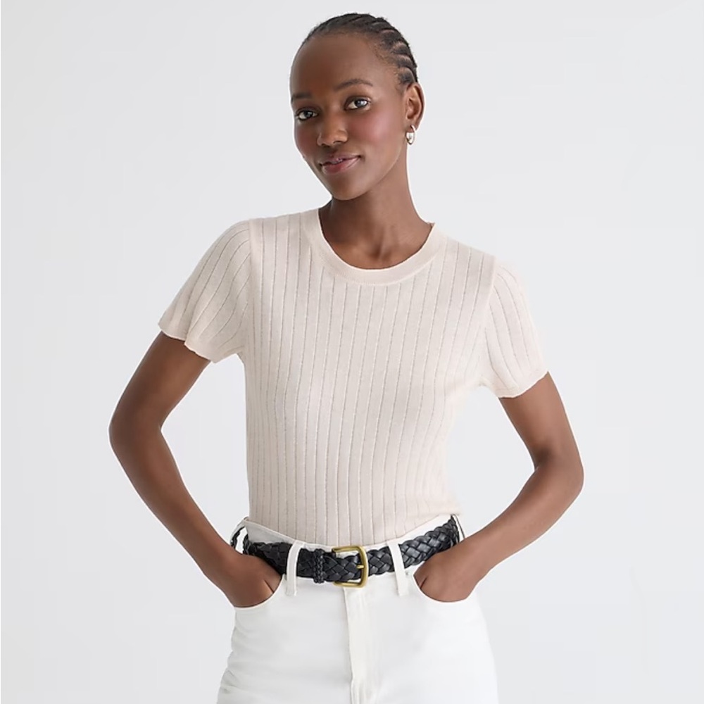 JCREW Women’s Silk-blend sandy beach cropped T-shirt XS